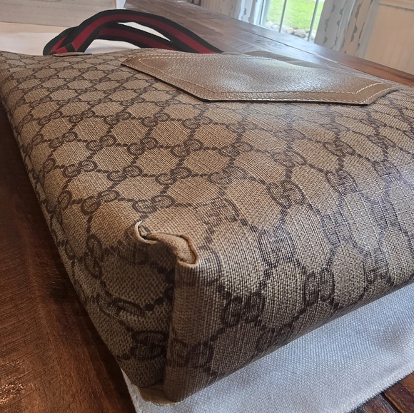 GUCCI Authentic Web Sherry Line GG Shoulder Tote Bag PVC Leather Monogram - Picture 8 of 16